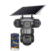 CCTV Solar Light 4G (Simcard) V380 Triple Lens Three Screens Camera Solar Powered - (PIR Human Detection,Colored Night Vision, All Weatherproof, Security Video IP Camara 4mp Battery CCTV Monitor)
