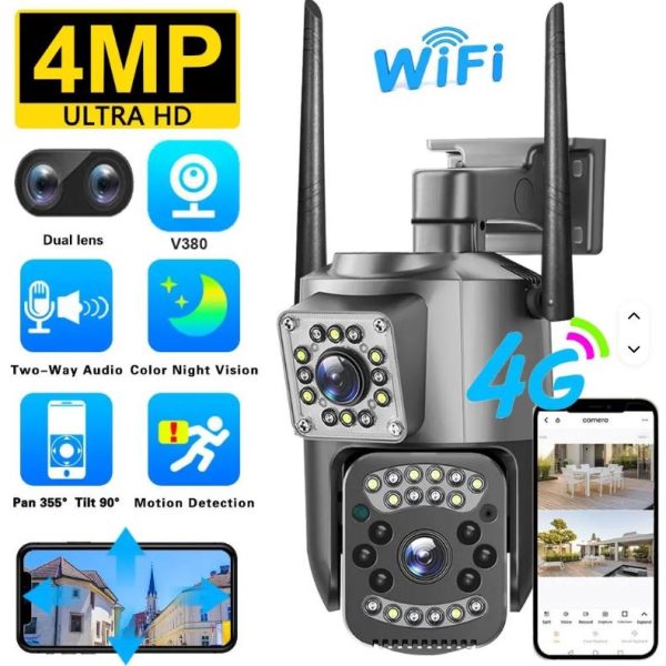 4G V380 Wireless Dual Lens 2MP PTZ Camera