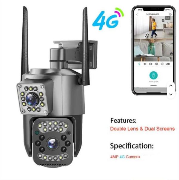 4G V380 Wireless Dual Lens 2MP PTZ Camera