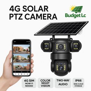 1 (3) 4G Solar PTZ CCTV Camera (SIM) Triple Lens, No Wi-Fi Needed, 360° Pan/Tilt, Color Night Vision