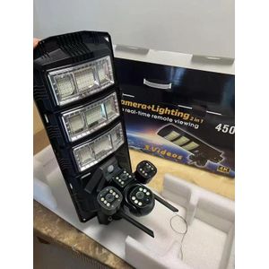 1 (4Solar Light 4G Solar Camera Outdoor 3lens Ip66 Waterproof PTZ 360 Degree Wireless Security Camera Cctv Outdoor5) Solar Light Two-Way Audio Communication Talk Support V380 Pro App 450W Watts Two-In-One Outdoor Security Led Solar Street Light Integrated With 12MP 4G Simcard PTZ Rotating Outdoor CCTV Surveillance Security Camera