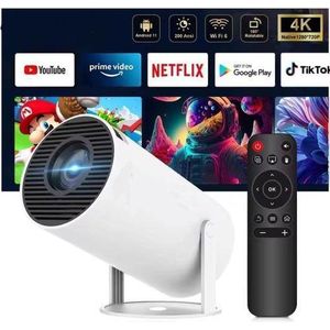 Android HY300 Mini Portable Projector 4K 300 ANSI with WiFi and Bluetooth, Smart Projector with Android11, Support WiFi 6 BT5.0 Auto Keystone Correction Upgrade from HY300 Projector