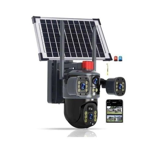 Solar Light Built In Rechargeable Battery Auto Human Tracking  V380 PRO 12MP 4G PTZ Rotating 3 lens 3 Pictures Outdoor CCTV