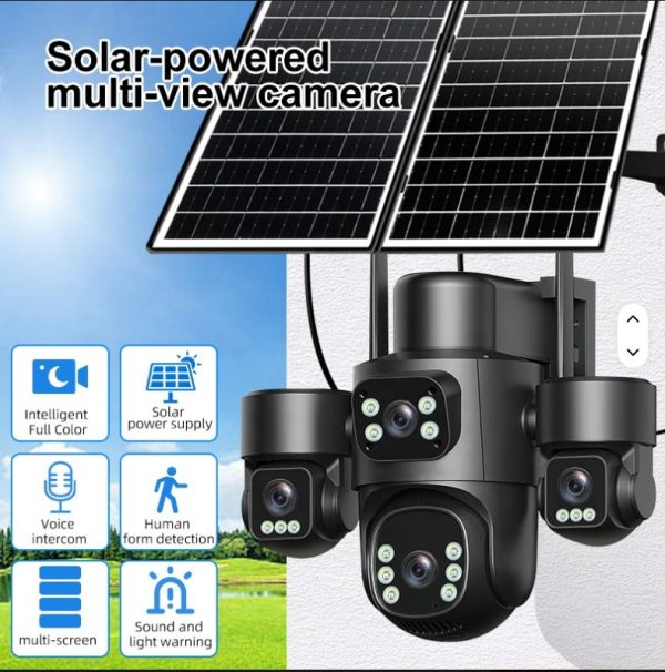 Hieasy Aov 24h Real Time Video 4lens 20mp 10k 4g Solar Camera Outdoor Ip66 Ptz 360 Cctv Ip Camera Wireless Security Camera
