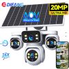 hehf PTZ Dome 4 Lenses Camera HD 20MP 4G IP Outdoor Security CCTV PIR Human Detection Solar Battery Network Built-in Siren Camera