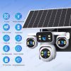 khdfkhdkf PTZ Dome 4 Lenses Camera HD 20MP 4G IP Outdoor Security CCTV PIR Human Detection Solar Battery Network Built-in Siren Camera