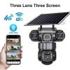 Solar Light Intelligence 4G (Simcard) V380 Triple Lens Three Screens Camera Solar Powered - (PIR Human Detection,Colored Night Vision,