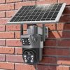 Human Movement Detection PIR Sensor Alarm Monitoring 12MP 4G PTZ Rotating Dual Lens Solar Camera