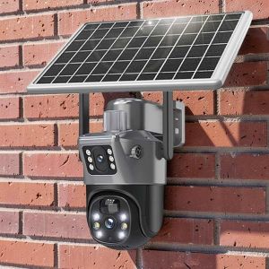 Human Movement Detection PIR Sensor Alarm Monitoring 12MP 4G PTZ Rotating Dual Lens Solar Camera