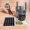 Human Movement Detection PIR Sensor Alarm Monitoring 12MP 4G PTZ Rotating Dual Lens Solar Camera