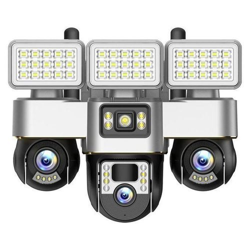 Solar Light Battery Powered 3 Cameras Super PTZ Wide Angle V380 Pro Tripple Lenses Outdoor Solar Camera 4G Sim Card Night Vision With Motion