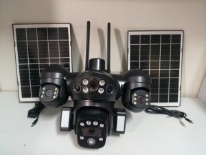 AOV Real 4Lens 360 Camera IP66 Wireless PTZ 4G Solar Security Camera with Two-way Audio Night Vision