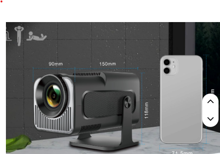 HY320 Mini 4K Projector Android 11 300ANSI WiFi6 BT5 1280*720P Home Cinema