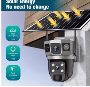 Solar Light 4MP Dual Lens Solar Camera 8w Solar Panel 8000mah Battery 360 Degree PTZ Camera Motion Detection Bullet Camera