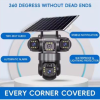 Solar Light V380 Three Lens Outdoor Camera PTZ 360 Wireless 4G Two Way Audio Auto Tracking 12mp Security Camera