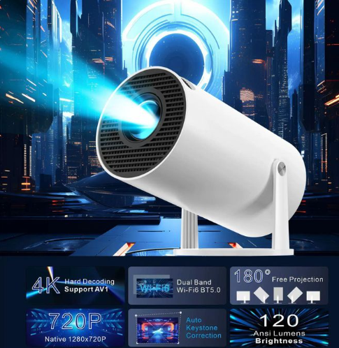 HY300 Portable Mini Android 11 Smart Projector Full HD Lumen with Built-in Speaker Home Theater Overhead Projector