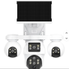 Intelligence 4G Quad Lens SIMCARD Outdoor 4-Lens 3-PTZ Solar Camera, 4-Image Wide View, Dual Solar Ports, Adjustable Angle, Durable Premium Housing for Global Use BP19 DL 4 Lens Solar Outdoor Camera Pan-Tilt Function Wide Angle Night Vision