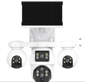 Intelligence 4G Quad Lens SIMCARD Outdoor 4-Lens 3-PTZ Solar Camera, 4-Image Wide View, Dual Solar Ports, Adjustable Angle, Durable Premium Housing for Global Use BP19 DL 4 Lens Solar Outdoor Camera Pan-Tilt Function Wide Angle Night Vision