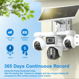 Intelligence 4G Quad Lens SIMCARD Outdoor 4-Lens 3-PTZ Solar Camera, 4-Image Wide View, Dual Solar Ports, Adjustable Angle, Durable Premium Housing for Global Use BP19 DL 4 Lens Solar Outdoor Camera Pan-Tilt Function Wide Angle Night Vision
