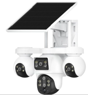 Intelligence 4G Quad Lens SIMCARD Outdoor 4-Lens 3-PTZ Solar Camera, 4-Image Wide View, Dual Solar Ports, Adjustable Angle, Durable Premium Housing for Global Use BP19 DL 4 Lens Solar Outdoor Camera Pan-Tilt Function Wide Angle Night Vision