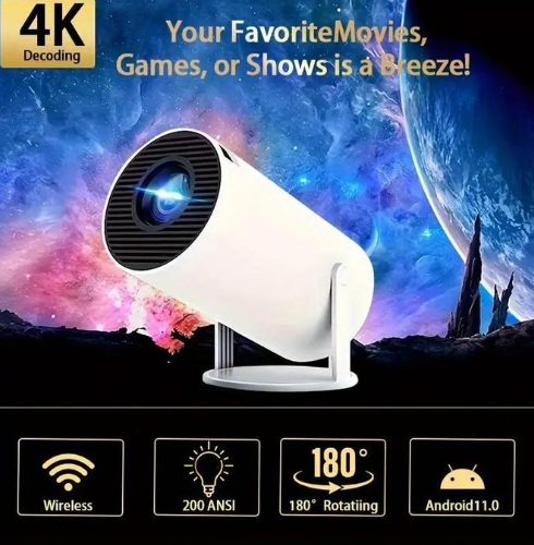 HY300 Portable Mini Android 11 Smart Projector Full HD Lumen with Built-in Speaker Home Theater Overhead Projector
