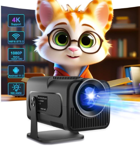 HY320 Model, 4K Android Projector, Dual Wifi 6, Wireless 5.0, Portable Cinema Projector with Upgraded Features, Hmdi line as gift