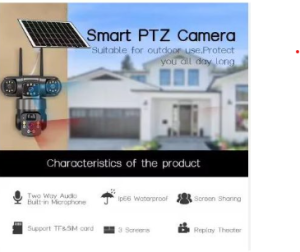 Share this product    Solar Light V380 Three Lens Outdoor Camera PTZ 360 Wireless 4G Two Way Audio Auto Tracking 12mp Security Camera