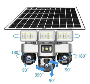 Share this product    Solar Light Battery Powered 3 Cameras Super PTZ Wide Angle V380 Pro Tripple Lenses Outdoor Solar Camera 4G Sim Card Night Vision With Motion