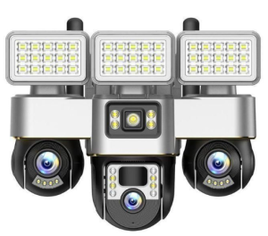 Solar Light Battery Powered 3 Cameras Super PTZ Wide Angle V380 Pro Tripple Lenses Outdoor Solar Camera 4G Sim Card Night Vision With Motion