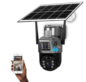 Cloud Compatible 12MP 4G Simcard PTZ Rotating Dual Lens Outdoor Smart Security Monitoring Solar Camera
