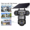 Solar Light V380 Three Lens Outdoor Camera PTZ 360 Wireless 4G Two Way Audio Auto Tracking 12mp Security Camera