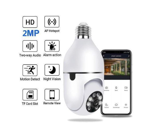 360° 1080P IP E27 Light Bulb Camera Wi-Fi IR Night Smart Home Wireless Security