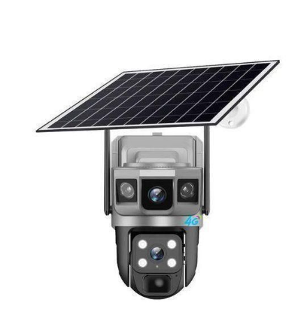 Solar Light 4MP Dual Lens Solar Camera 8w Solar Panel 8000mah Battery 360 Degree PTZ Camera Motion Detection Bullet Camera