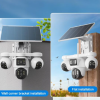 Intelligence SIMCARD Outdoor 4-Lens 3-PTZ Solar Camera, 4-Image Wide View, Dual Solar Ports, Adjustable Angle, Durable Premium Housing for Global Use BP19 DL 4 Lens Solar Outdoor Camera Pan-Tilt Function Wide Angle Night Vision