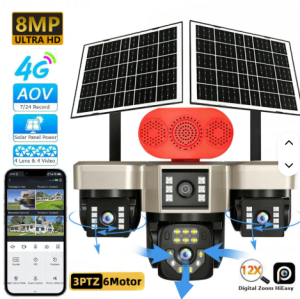 Hieasy 4G Solar 4 Lens PTZ Camera Outdoor Remote Monitoring with Night Vision Home Yard Surveillance IP65 Cloud Storage