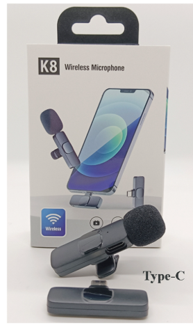 K8 Wireless Lavalier Mic Type-C Interface Meeting Vloggers Mini Wireless Microphone Recording VLOG Live Lavalier Microphone