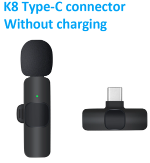 K8 Wireless Lavalier Mic Type-C Interface Meeting Vloggers Mini Wireless Microphone Recording VLOG Live Lavalier Microphone