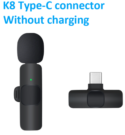 K8 Wireless Lavalier Mic Type-C Interface Meeting Vloggers Mini Wireless Microphone Recording VLOG Live Lavalier Microphone