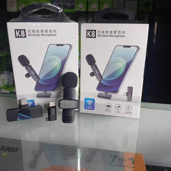 K8 Wireless Lavalier Mic Type-C Interface Meeting Vloggers Mini Wireless Microphone Recording VLOG Live Lavalier Microphone