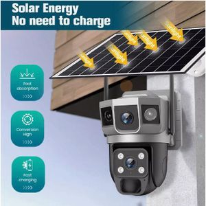 Solar Light V380 Two-way Talk Cctv Camera Dual Lens 3 Screens Wireless Outdoor Security Solar WIFI 9mp Night Vision Ptz Camera