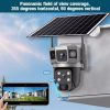 dasda Solar Light 4MP Dual Lens Solar Camera 8w Solar Panel 8000mah Battery 360 Degree PTZ Camera Motion Detection Bullet Camera