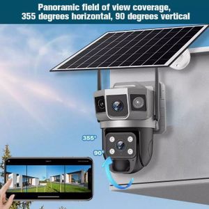 dasda Solar Light 4MP Dual Lens Solar Camera 8w Solar Panel 8000mah Battery 360 Degree PTZ Camera Motion Detection Bullet Camera