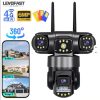 dkdddj V380 Three Lens Outdoor Camera PTZ 360 Wireless 4G Two Way Audio Auto Tracking 12mp Security Camera
