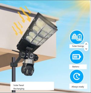 Streetlight With Triple Lens Camera 6mp 4g Solar Camera With Solar Street Light