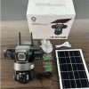 Solar Light 4G (Simcard) V380 Triple Lens Three Screens Camera Solar Powered - (PIR Human Detection,Colored Night Vision, All Weatherproof, Security Video IP Camara 4mp Battery CCTV Monitor)