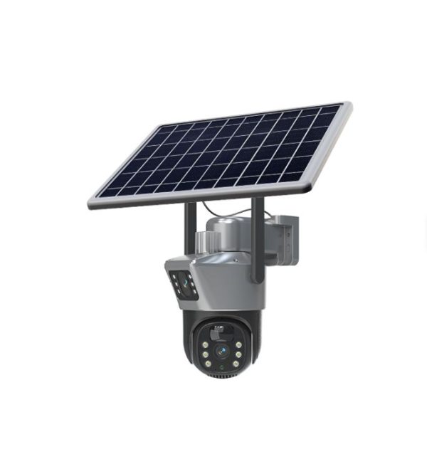 Solar Powered PTZ Surveillance Camera with Dual Lens 4MP Night Vision Wireless Outdoor WiFi 4G SIM Card IP66 Weatherproof