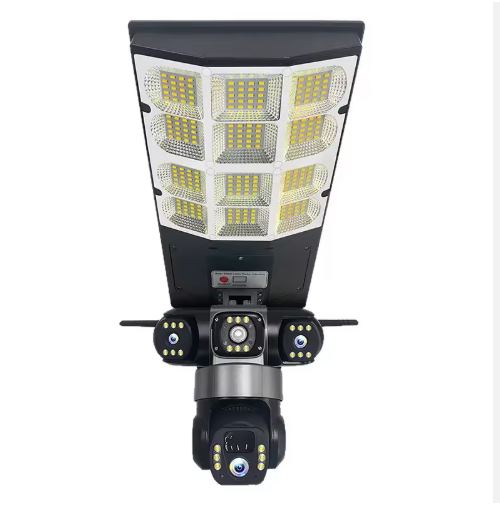 Streetlight With Triple Lens Camera 6mp 4g Solar Camera With Solar Street Light