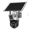 Solar Powered PTZ Surveillance Camera with Dual Lens 4MP Night Vision Wireless Outdoor WiFi 4G SIM Card IP66 Weatherproof