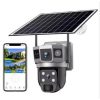 sads Wifi Solar Light 4MP Dual Lens Solar Camera 8w Solar Panel 8000mah Battery 360 Degree PTZ Camera Motion Detection Bullet Camera