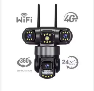 V380 Three Lens Outdoor Camera PTZ 360 Wireless 4G Two Way Audio Auto Tracking 12mp Security Camera.